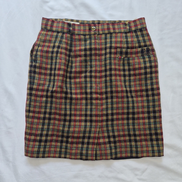 Dior Dresses & Skirts - Christian Dior Sports Classic Plaid Pencil Skirt - Red/Green/Yellow